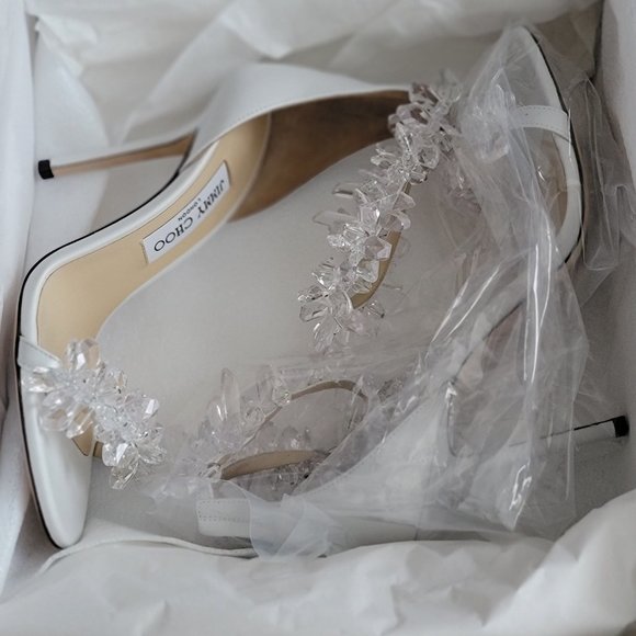 Jimmy Choo Maisel Crystal-Ankle Cuff-Embellished Sandals (8.5 / 38.5)